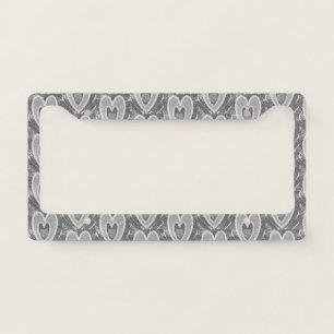 Black White Gray Heart Customized and Personalized License Plate Frame