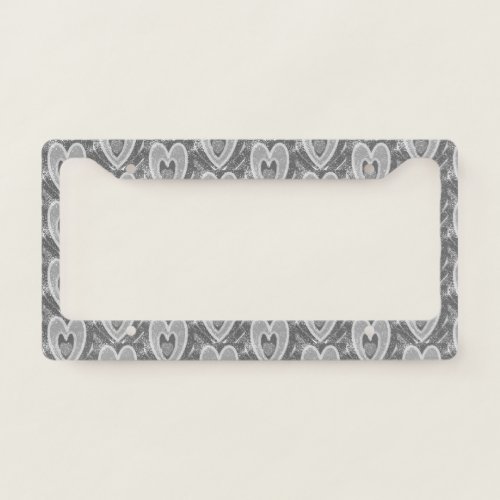 Black White Gray Heart Customized and Personalized License Plate Frame