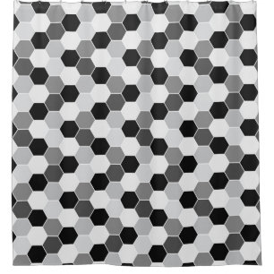 Black White Gray Honeycomb Pattern Shower Curtain