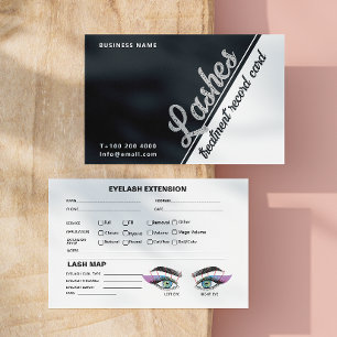 Black White Gray Lash Client Extension Map Business Card