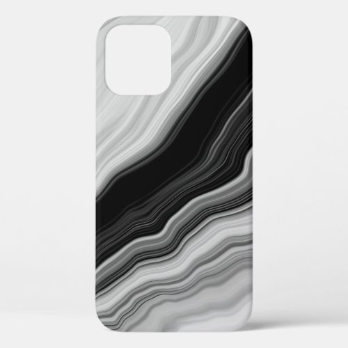 Black White Gray Marble Swirls Texture iPhone 12 Pro Case