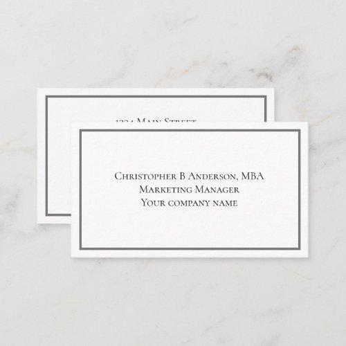 Black White Gray Minimalist Professional Corporate Business Card