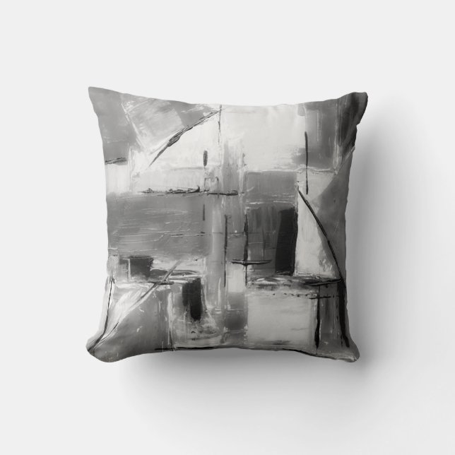 Black White & Gray Mod Abstract Decor Pillow (Front)