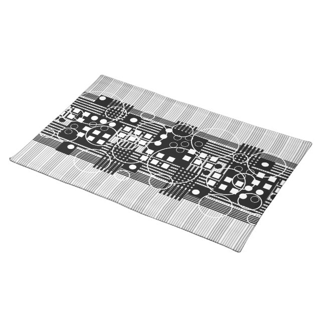 Black White Gray Modern Abstract Design Placemat (On Table)