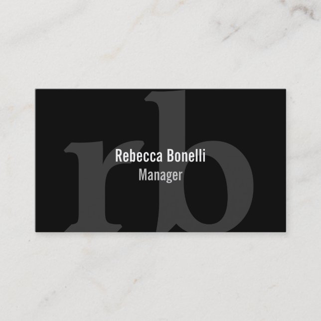 Black White Gray Monogram Manager Business Card (Front)
