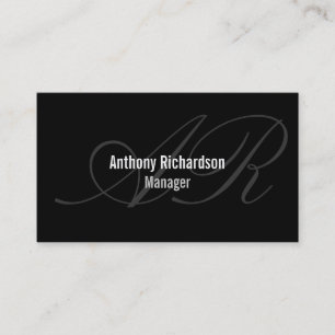 Black White Gray Monogram Manager Business Card