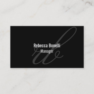Black White Gray Monogram Manager Business Card
