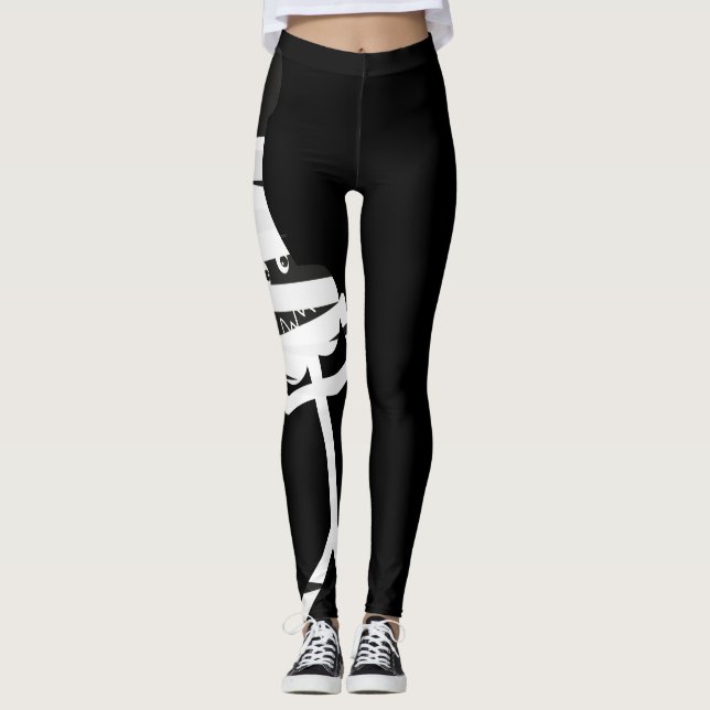 black white gray mummy wraped character leggings (Front)