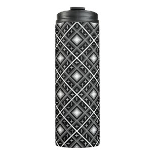 Black, White, Gray Persian Thermal Tumbler
