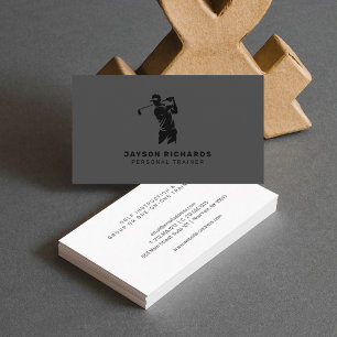 Black White Gray Personal Trainer Golf Coaching Business Card