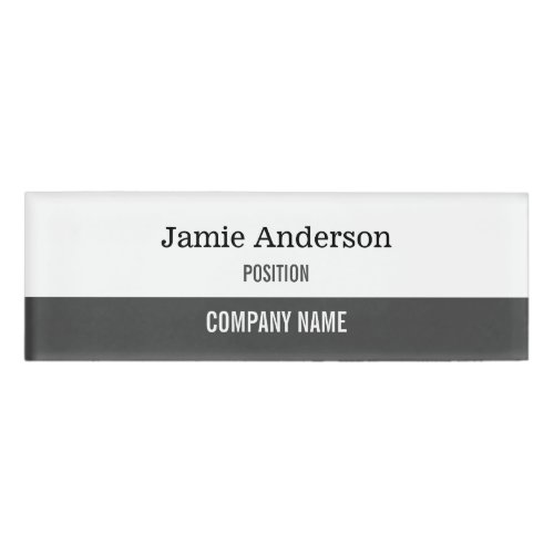 Black White  Gray Professional Name Tag