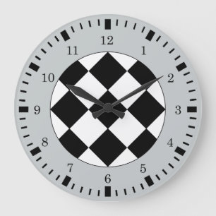 Black White Gray Racing Theme Wall Clock