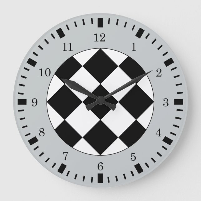 Black White Gray Racing Theme Wall Clock (Front)