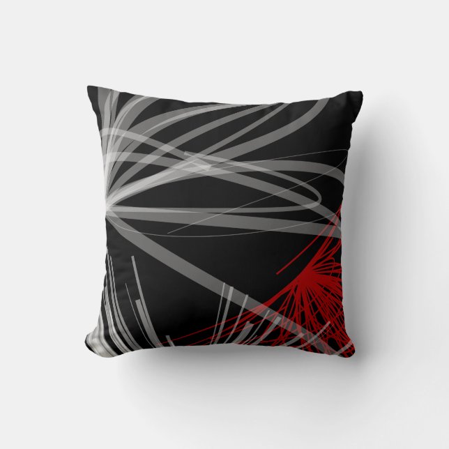 Black White Gray & Red Abstract Design Throw Pillo Pillow (Front)