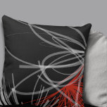 Black White Gray & Red Abstract Design Throw Pillow<br><div class="desc">This modern throw pillow features a stylish organic abstract design of white and gray ribbons with red accents on a black background. A simple, trendy and elegant throw pillow for your bedroom, favorite chair, as an elegant addition in your family room or living room decor, or a thoughtful modern home...</div>