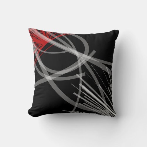 Black White Gray  Red Artistic Abstract Throw Pillow