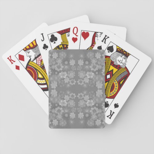 Black White Gray Retro Floral Watercolor Pattern Playing Cards