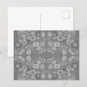 Black White Gray Retro Floral Watercolor Pattern Postcard
