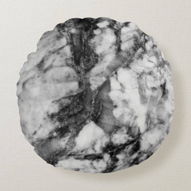 black &white gray round pillow (Front)