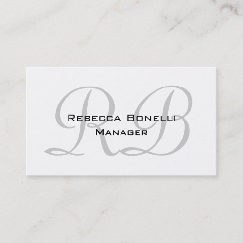 Black White Gray Script Monogram Business Card