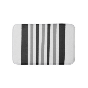 Black White Gray Striped Pattern Bath Mat