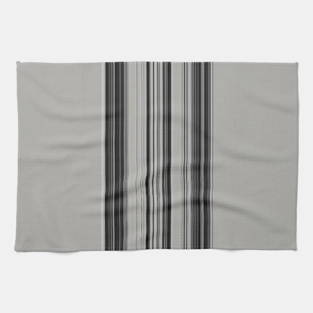 Black White Gray Striped Pattern Kitchen Towel (Horizontal)