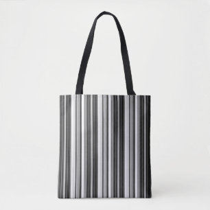 Black White Gray Striped Pattern Tote Bag