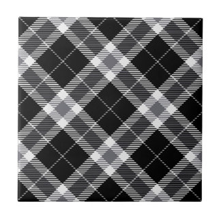 Black White & Gray Tartan Plaid Ceramic Tile