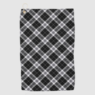 Black White & Gray Tartan Plaid Golf Towel