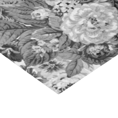 Black  White Gray Tone Vintage Floral Toile No3 Tissue Paper