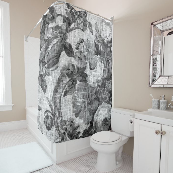 black toile shower curtain