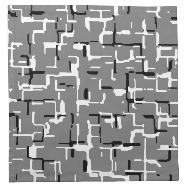Black White Gray Unique Pattern Cloth Napkin (Front)