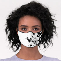 Black White Gray Vector Abstract Womens Premium Face Mask