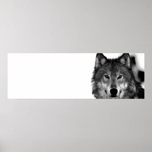 Black  White Gray Wolf Artwork Poster