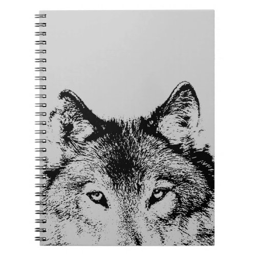 Black  White Gray Wolf Eyes Notebook