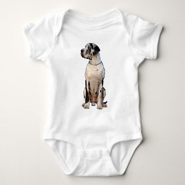 Black White Great Dane  Baby Bodysuit (Front)