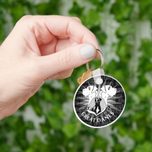 Black White Great Dane Coat Keychain