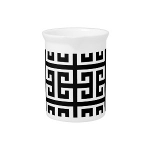 black white greek key beverage pitcher