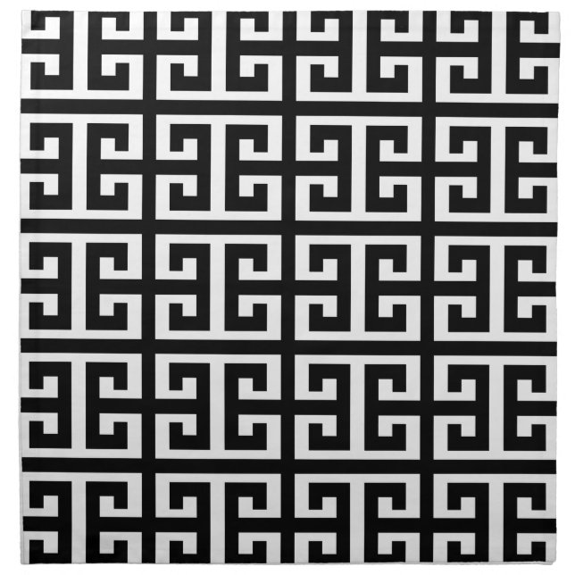 black white greek key cloth napkin (Front)