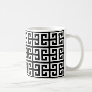 black white greek key coffee mug