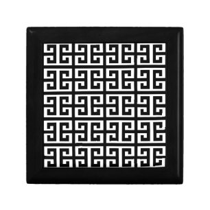 black white greek key gift box