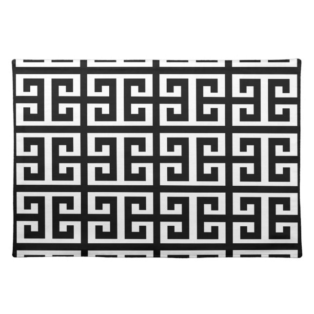 black white greek key placemat (Front)