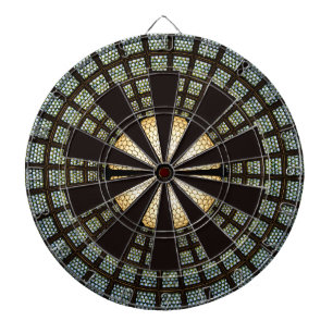 Black white green and red Moroccan Style pattern Dart Board