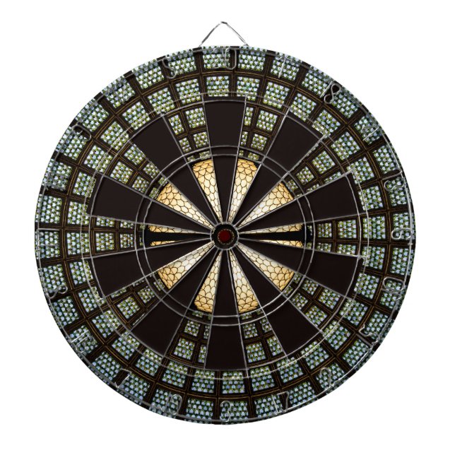 Black white green and red Moroccan Style pattern Dart Board (Front)