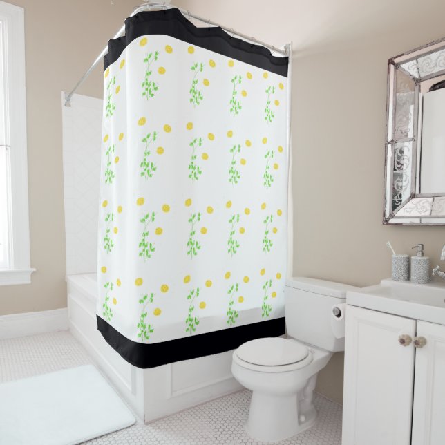 Black White Green And Yellow Shower Curtain (In Situ)