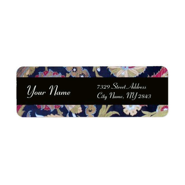 BLACK WHITE GREEN CLASSIC ORIENTAL FLOWERS DAMASK LABEL (Front)