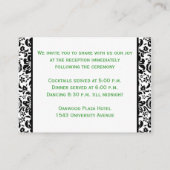 Black White Green Damask Enclosure Card (Back)