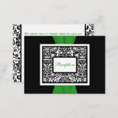 Black White Green Damask Enclosure Card (Front/Back)