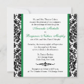 Black, White, Green Damask Scroll Wedding Invite (Back)
