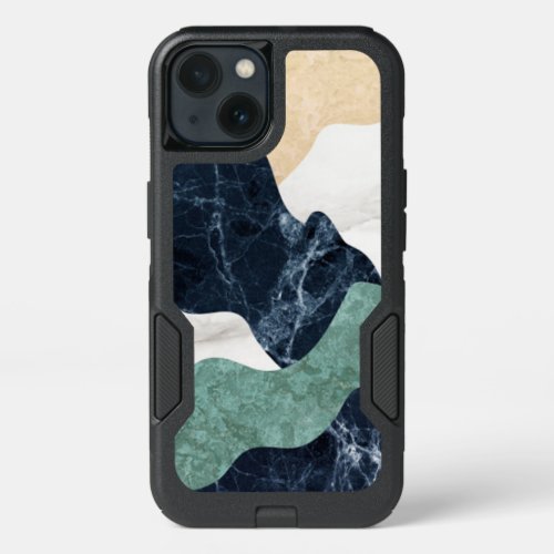 Black White Green Gold Marble Texture iPhone 13 Case